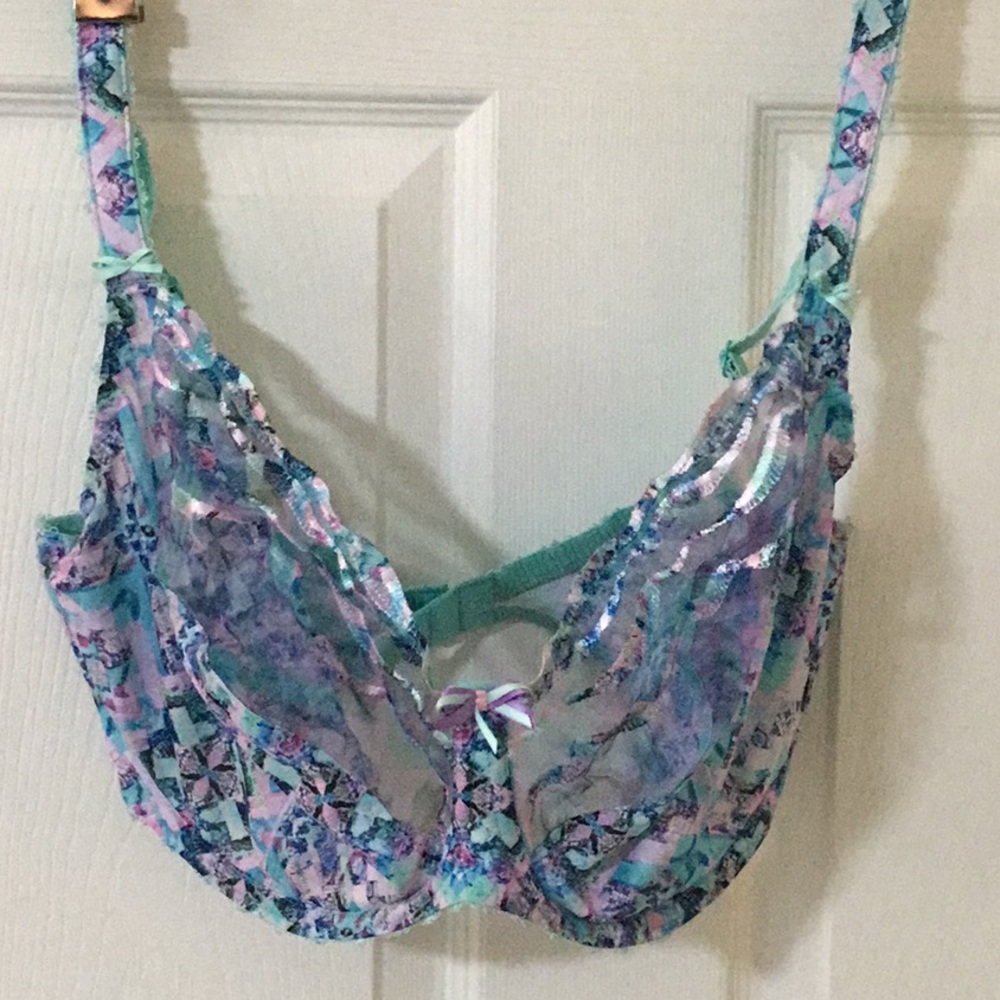 Freya Sheer Lace Overlay Bra in Aqua, Lilac and Mint
